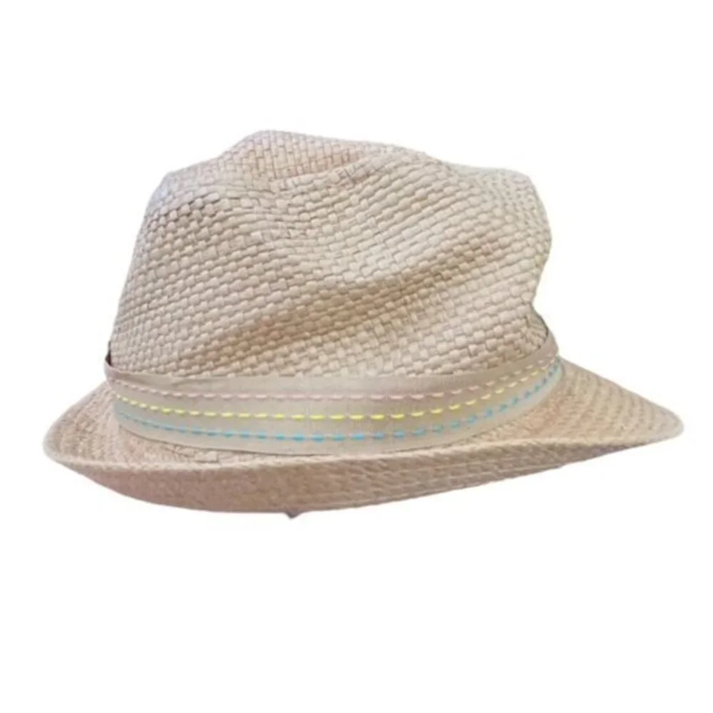 Addie & Tate‎ Girls Fedora Style Hat with Pastel Stitched Trim and Bow Party